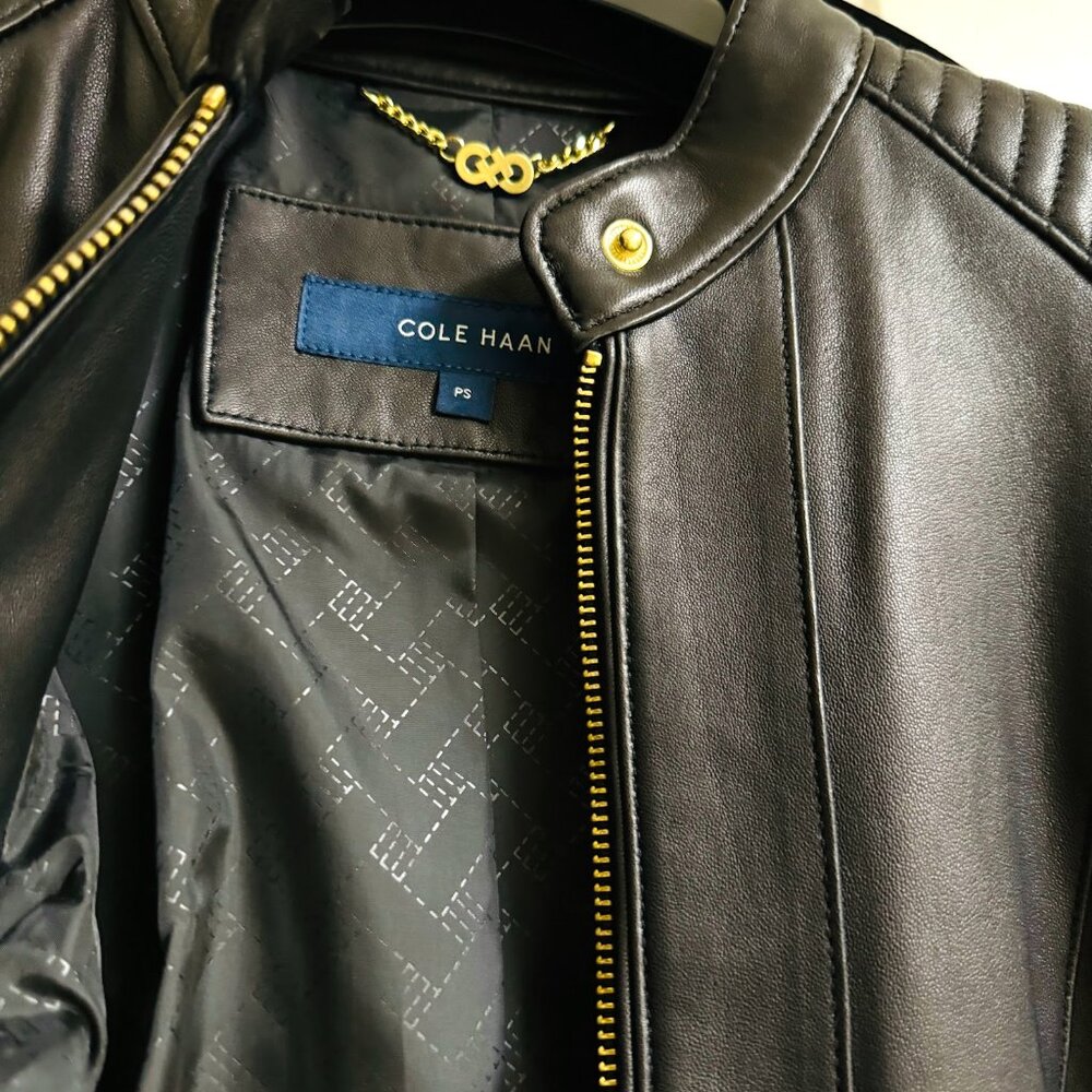 Cole Haan Leather Zip Jacket